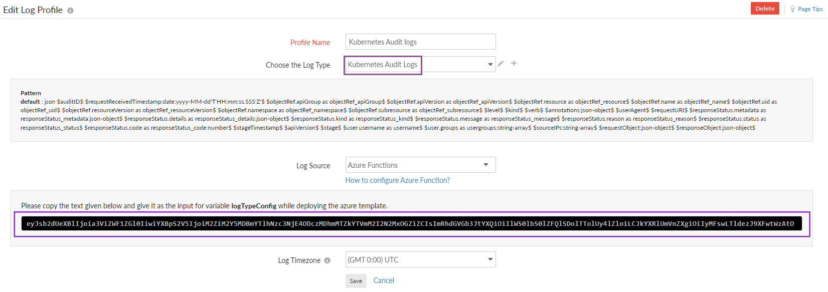 Log type config