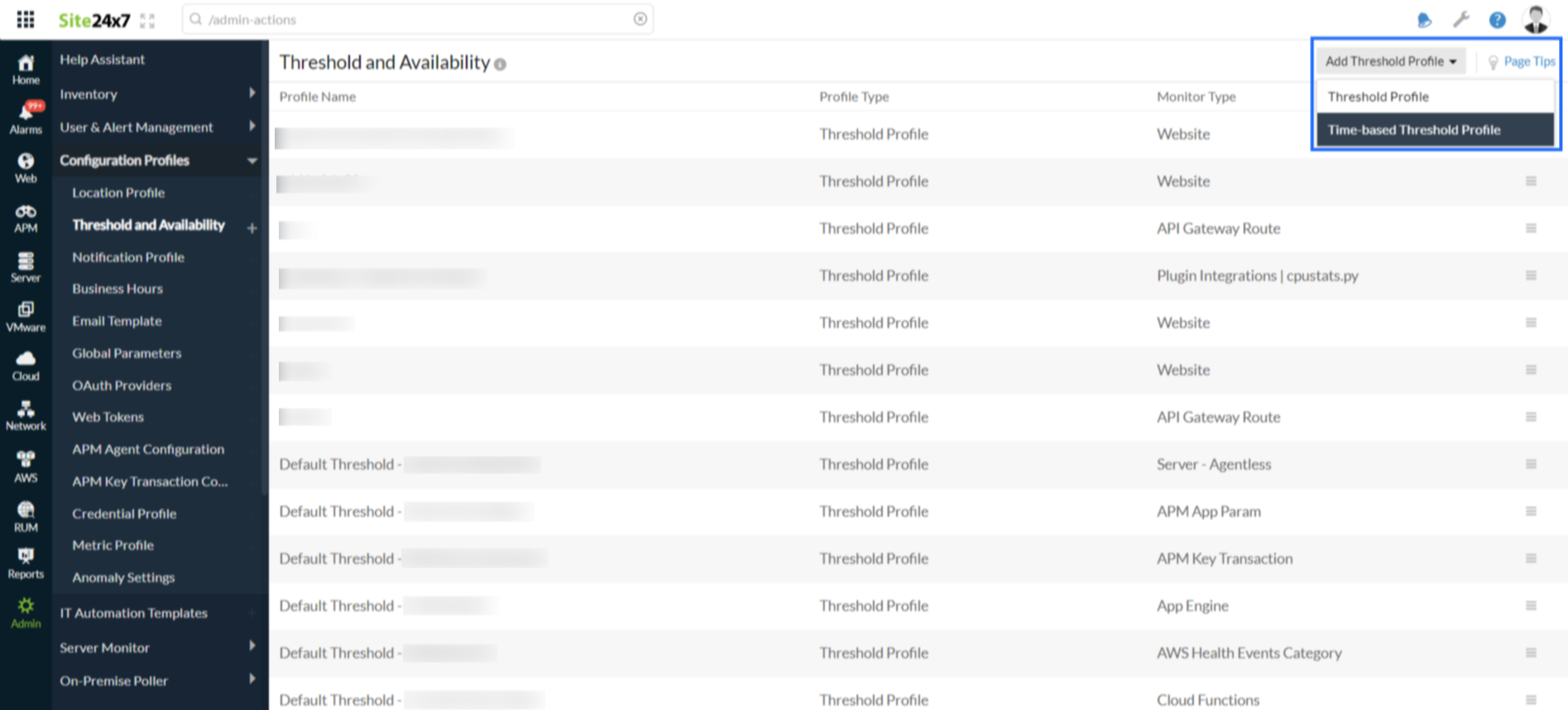 time-based threshold profile navigation